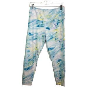 Betsey Johnson Women's Size Large Watercolor Tie Dye Athletic Leggings Blue Pink